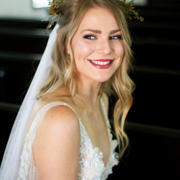 NEW Soft English Net Blush Wedding Veil Bride Bridal Blush Pink main image 4